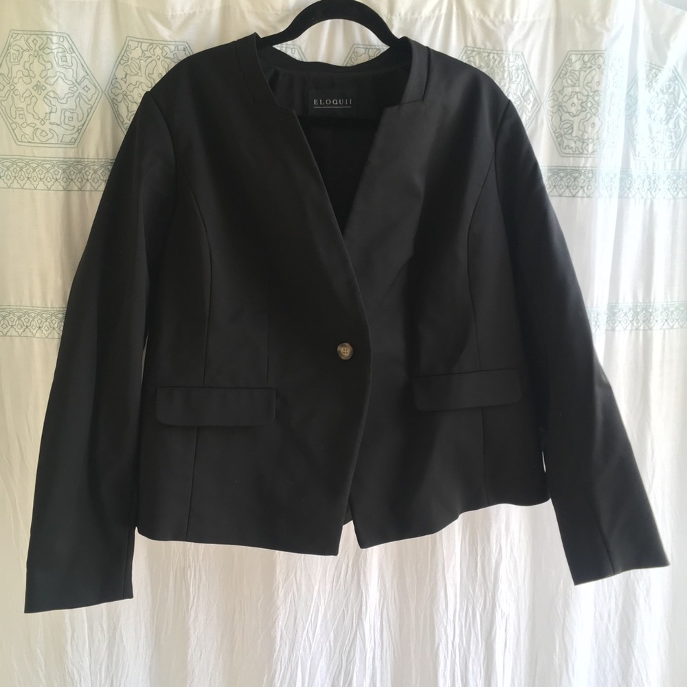 Eloquii black blazer- single button- size 18